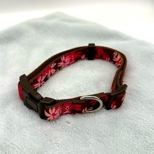 Dog Collar Adjustable, Pink Flower Pattern-Size Medium